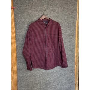 Rugby University Shirt Mens XL Stretch Button Up Long Sleeve Casual Check Plaid